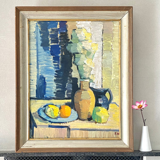 Vintage Mid Century Oil Painting From Sweden by F Nilsson