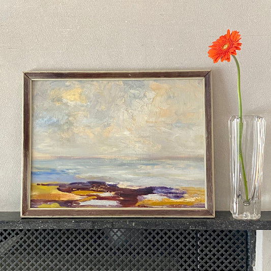 Mid Century Oil Painting Vintage Art Room Seascape by Gösta Stawåsen Sweden