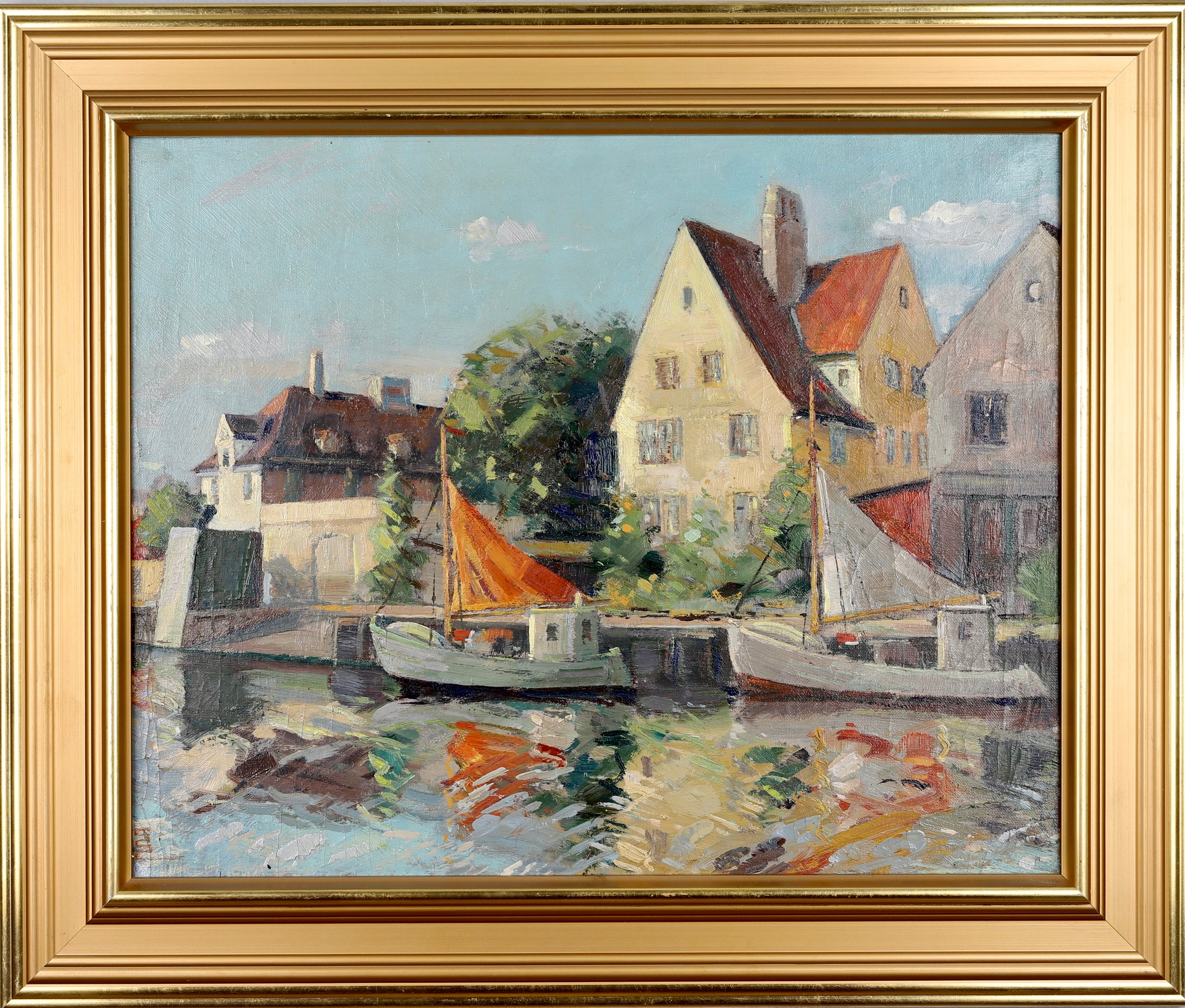 Original Oil Painting Vintage Mid Century By S S Christensen