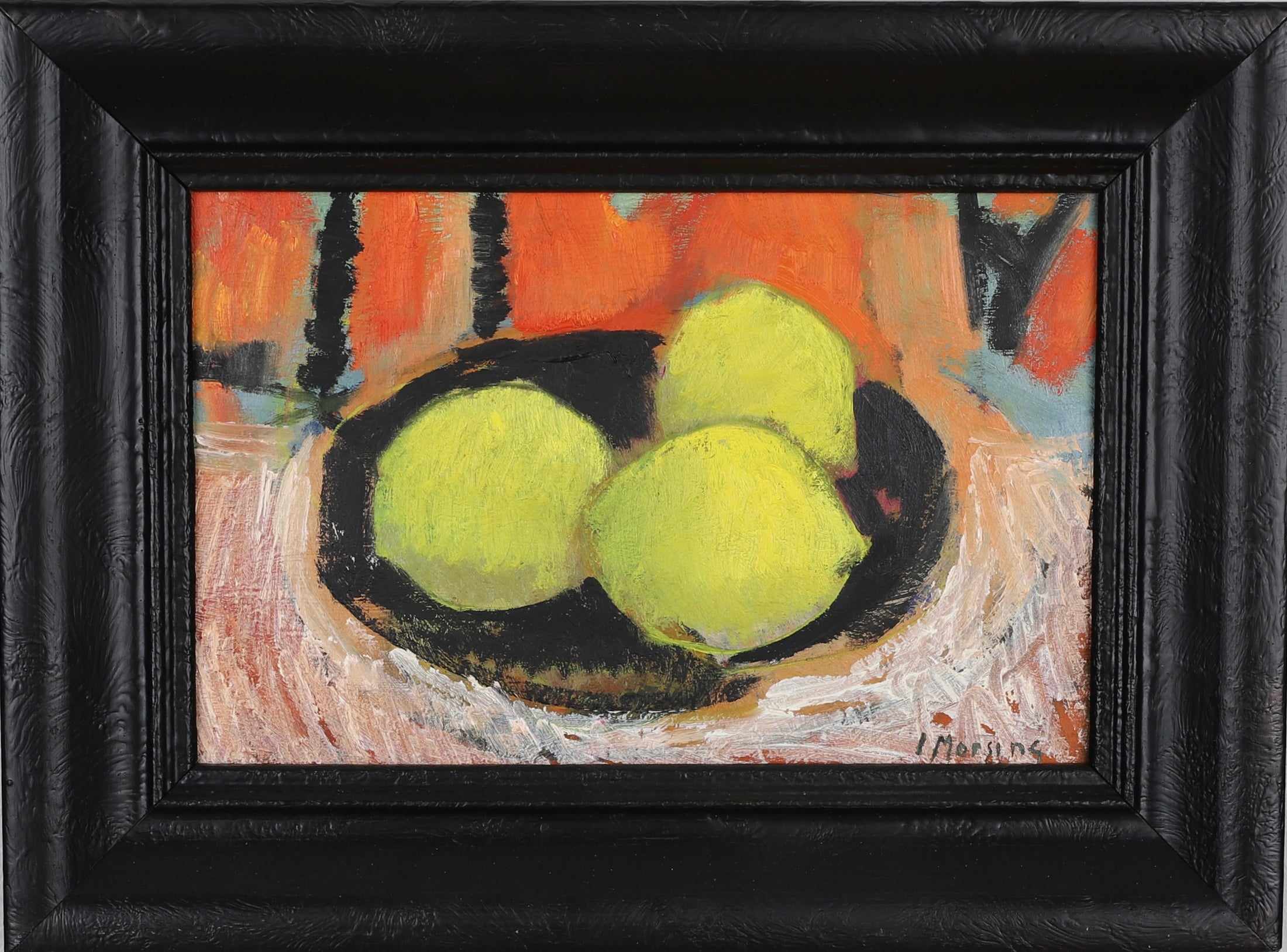 Vintage Mid Century Still Life Oil Painting By I Morsing Sweden