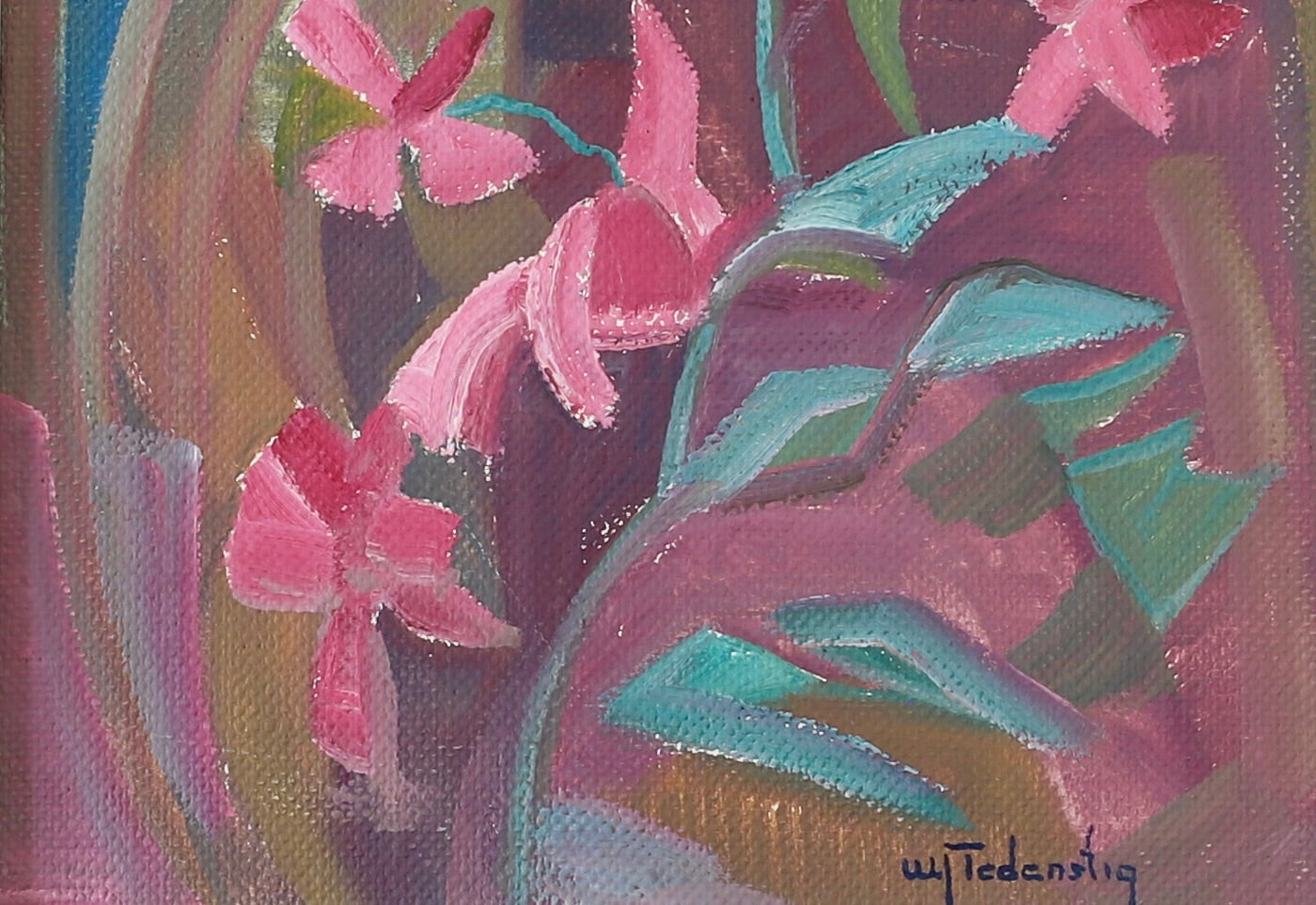 Vintage Mid Century Oil Painting Still Life From Sweden