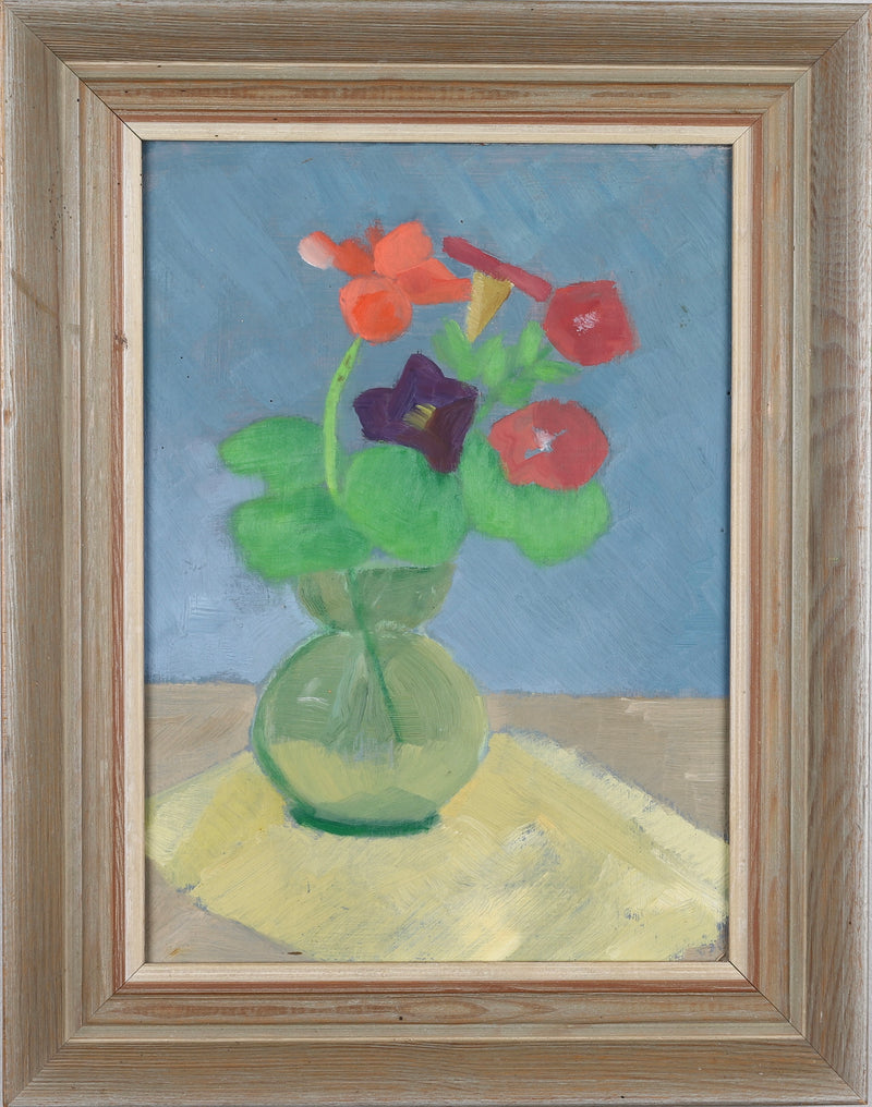 Mid Century Original Still Life Oil Painting From Sweden