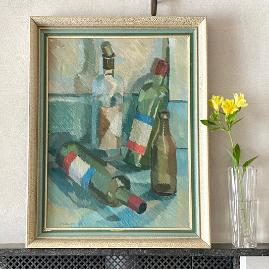 Vintage Mid Century Oil Painting By M Kjellman from Sweden