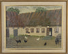 Mid Century Chicken Oil Painting From Sweden 1935