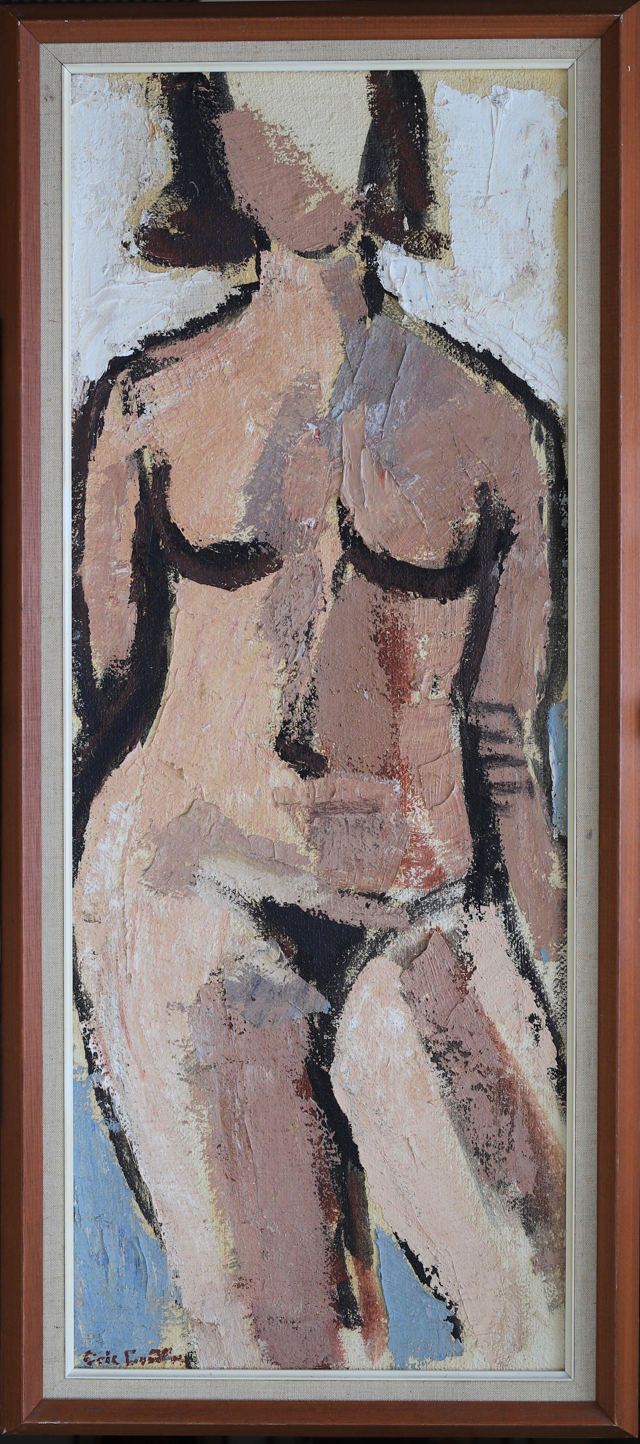 Vintage Mid Century Original Figure Painting By Eric Lundberg