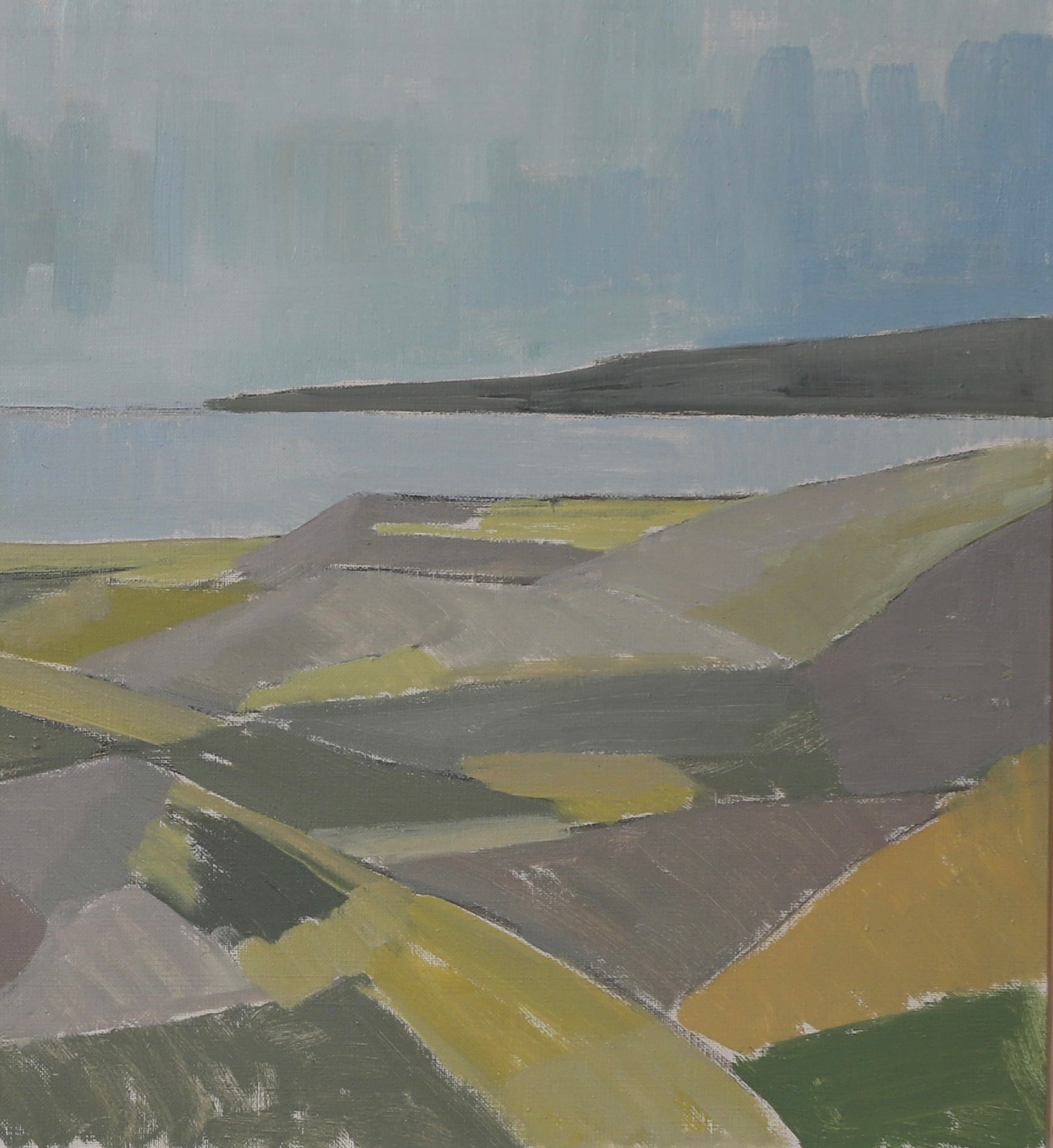 Mid Century Vintage Art Coastal Oil Painting from Sweden