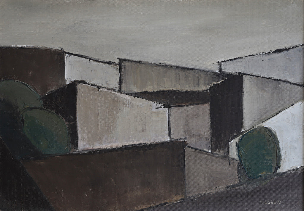 Mid Century Cubist Landscape From Sweden By Nils Essen