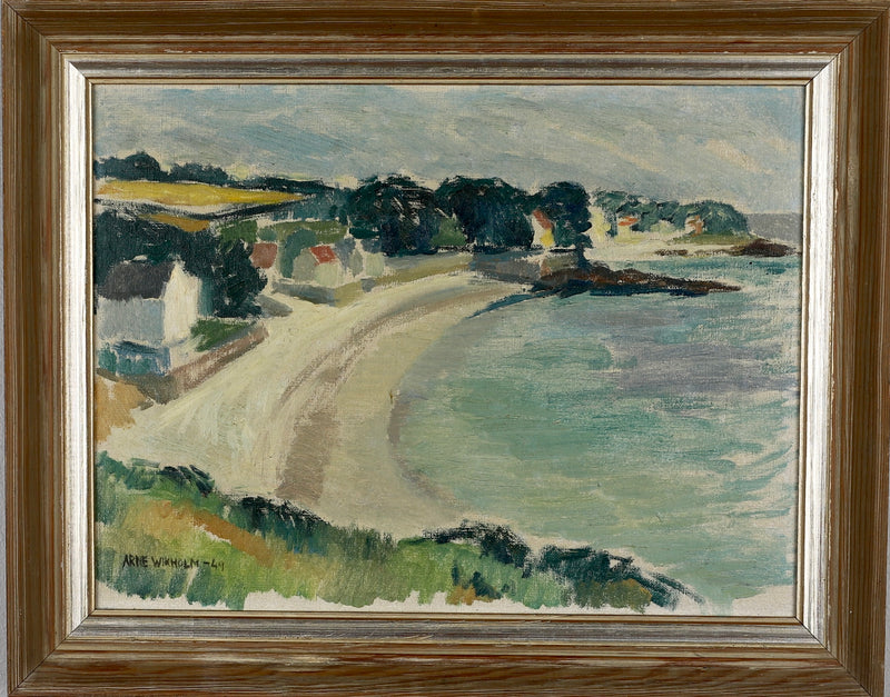 Mid Century Vintage Seascape Oil Painting From Sweden 1949