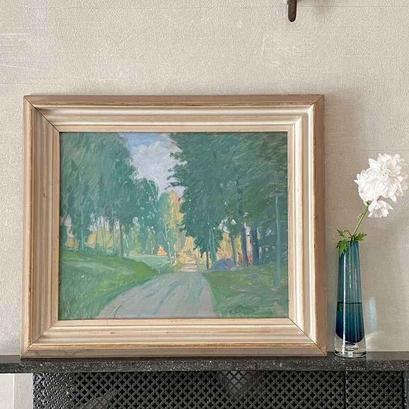 Mid Century Landscape Oil Painting From Sweden by M Hallengren