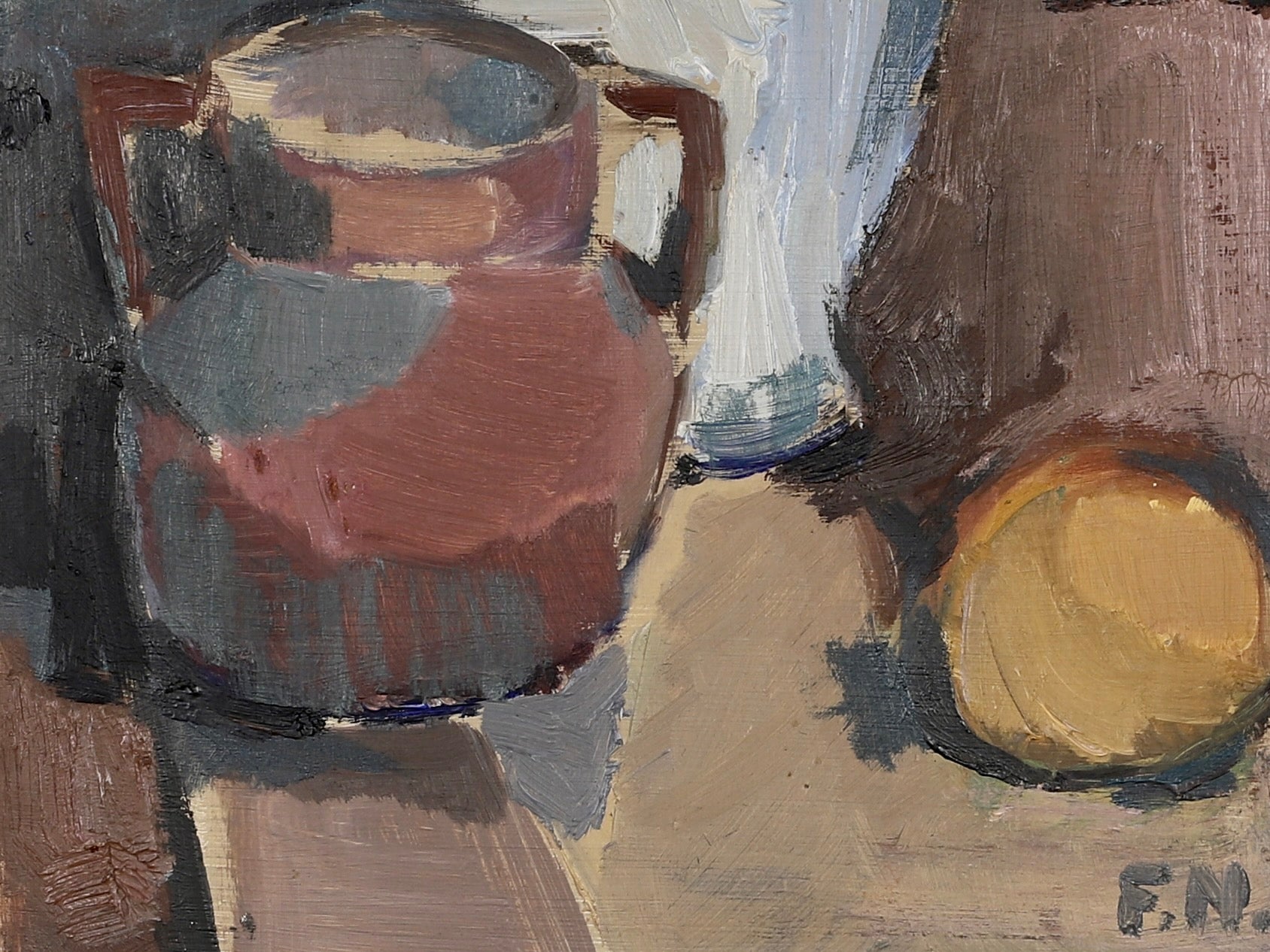 Vintage Mid Century Oil Painting From Sweden by F Nilsson