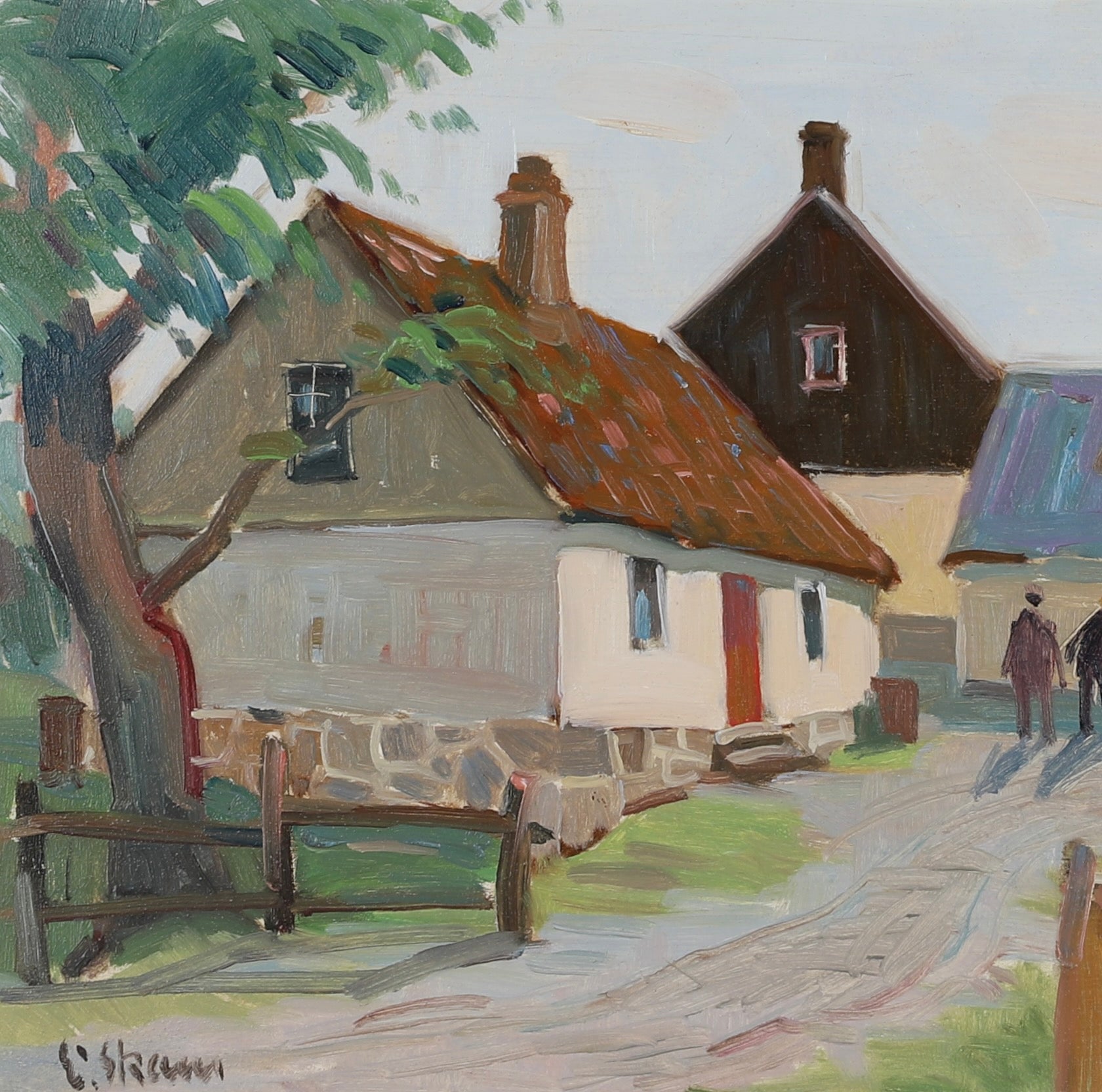 Mid Century Original Landscape Oil Painting From Sweden By E Skans