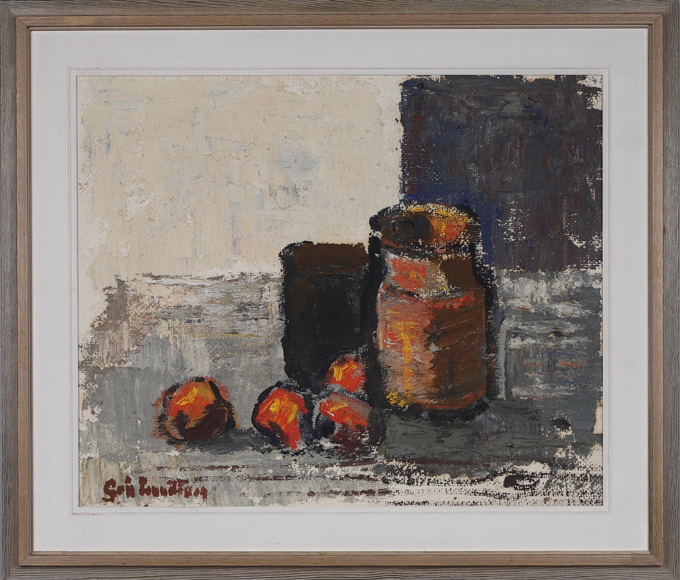 Vintage Mid Century Oil Painting by E Lundberg from Sweden