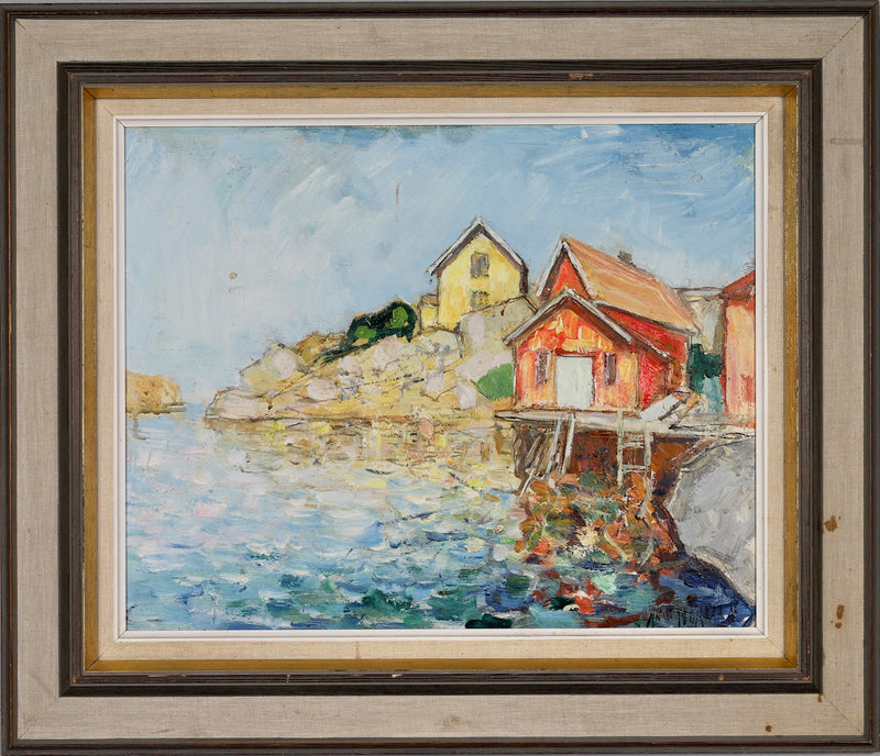 Mid Century Original Oil Painting From Sweden by K Norman