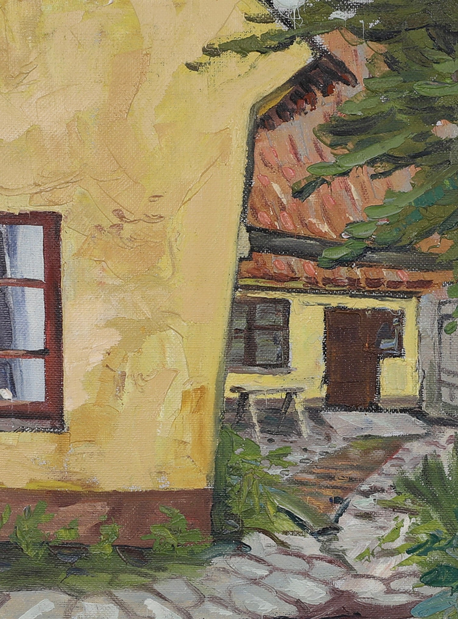 Mid Century Original Farmhouse Oil Painting From Sweden