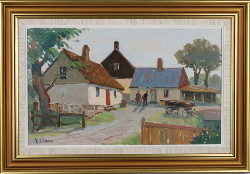 Mid Century Original Landscape Oil Painting From Sweden By E Skans