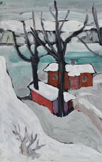 Mid Century Winterscape Oil Painting By S Storm Sweden