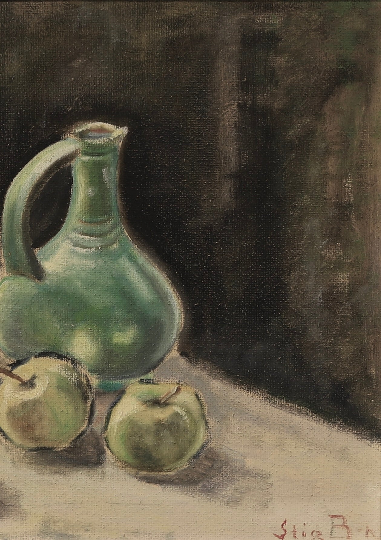 Vintage Mid Century Oil Painting Signed Stig B from Sweden