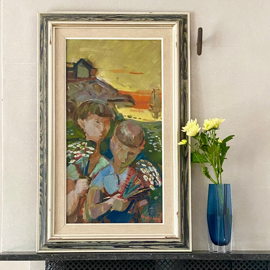 Original Vintage Portrait Oil Painting From Sweden by Wahlberg