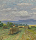 Load image into Gallery viewer, Mid Century Haystack Oil Painting From Sweden 1949
