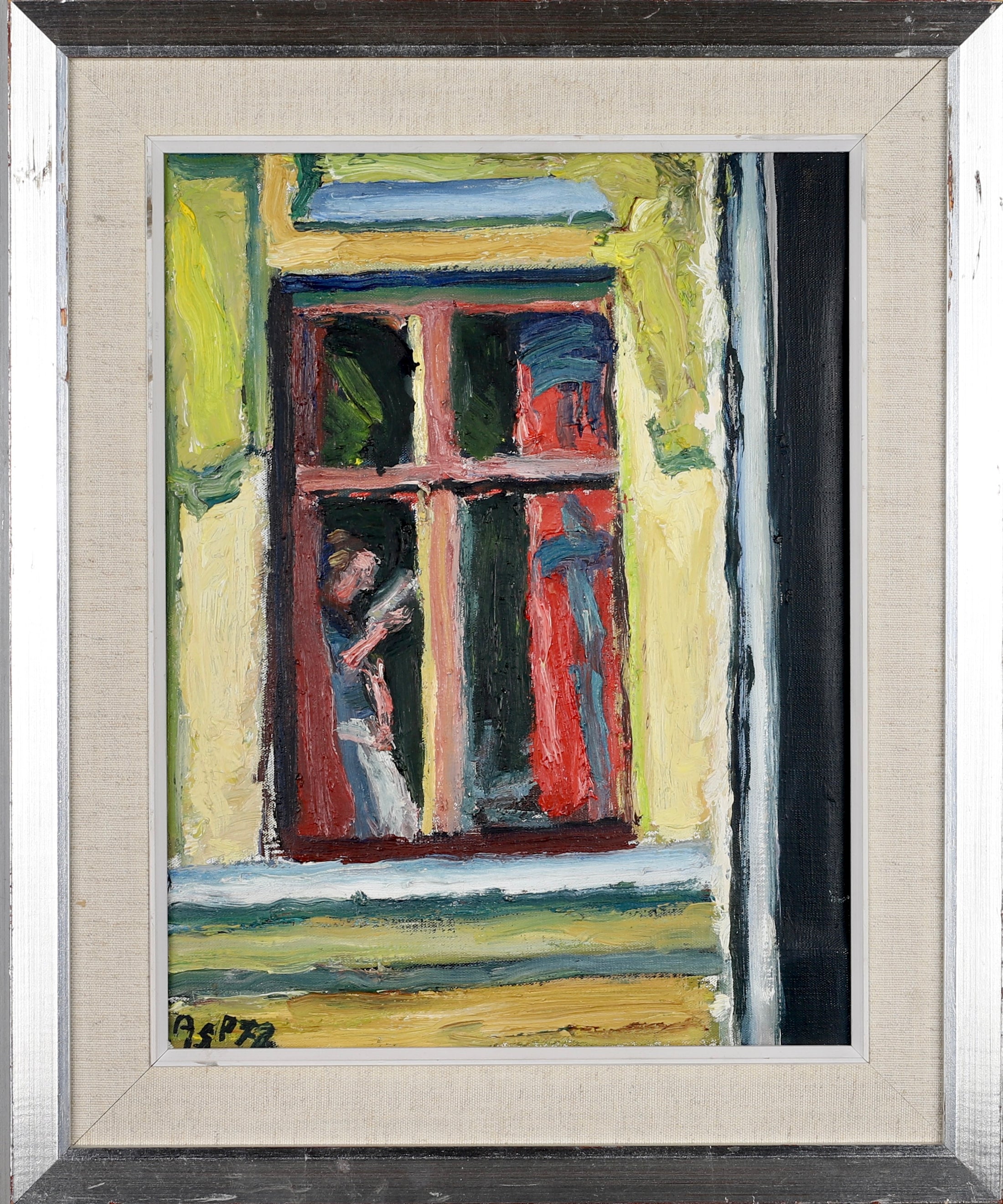 Mid Century Original Portrait Oil Painting From Sweden by G Asp