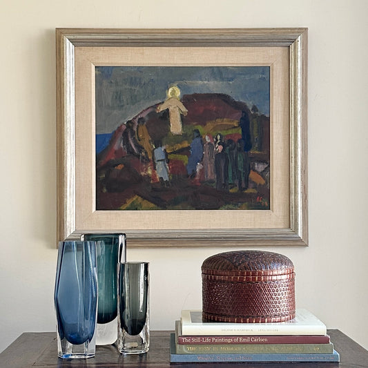 Mid Century Original Oil Painting from Sweden 1953