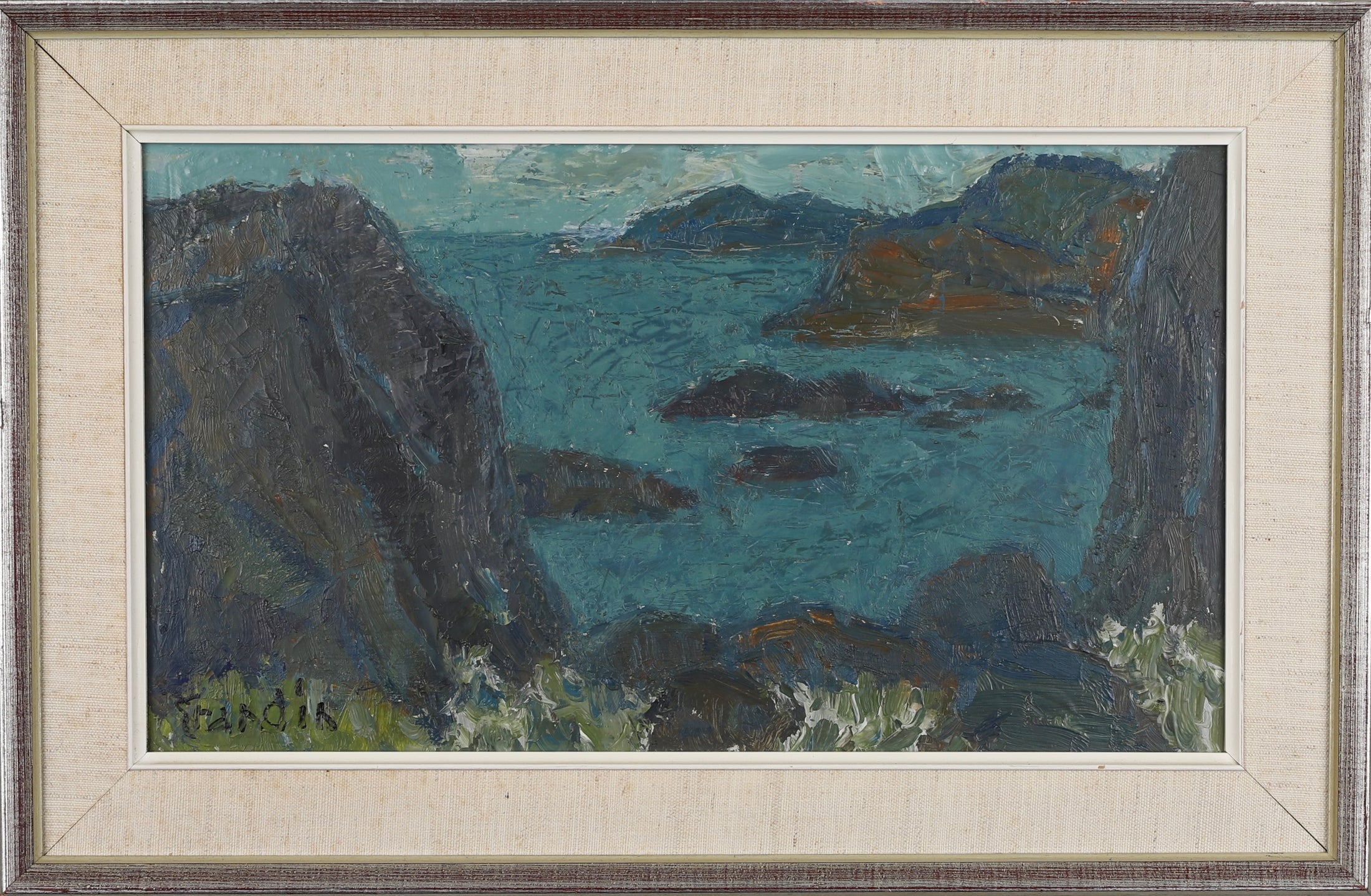 Mid Century Coastal Oil Painting By S Grandin Sweden