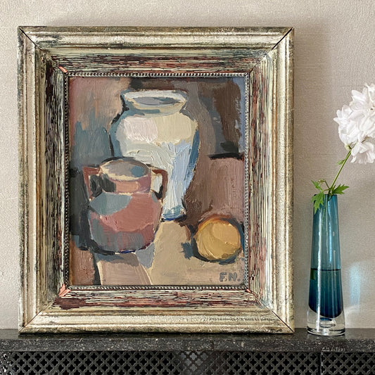 Vintage Mid Century Oil Painting From Sweden by F Nilsson