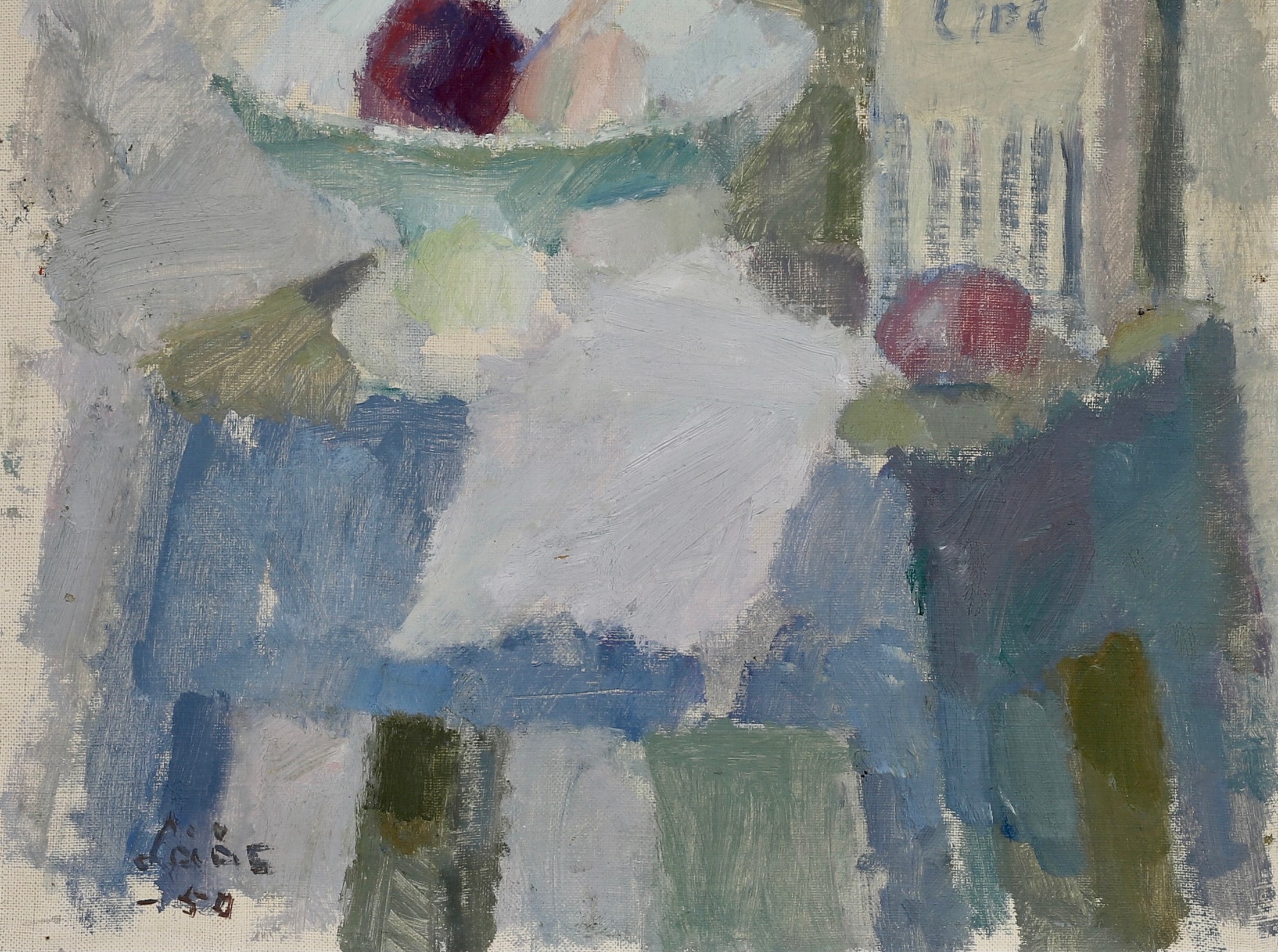 Original Mid Century Still Life Oil Painting from Sweden
