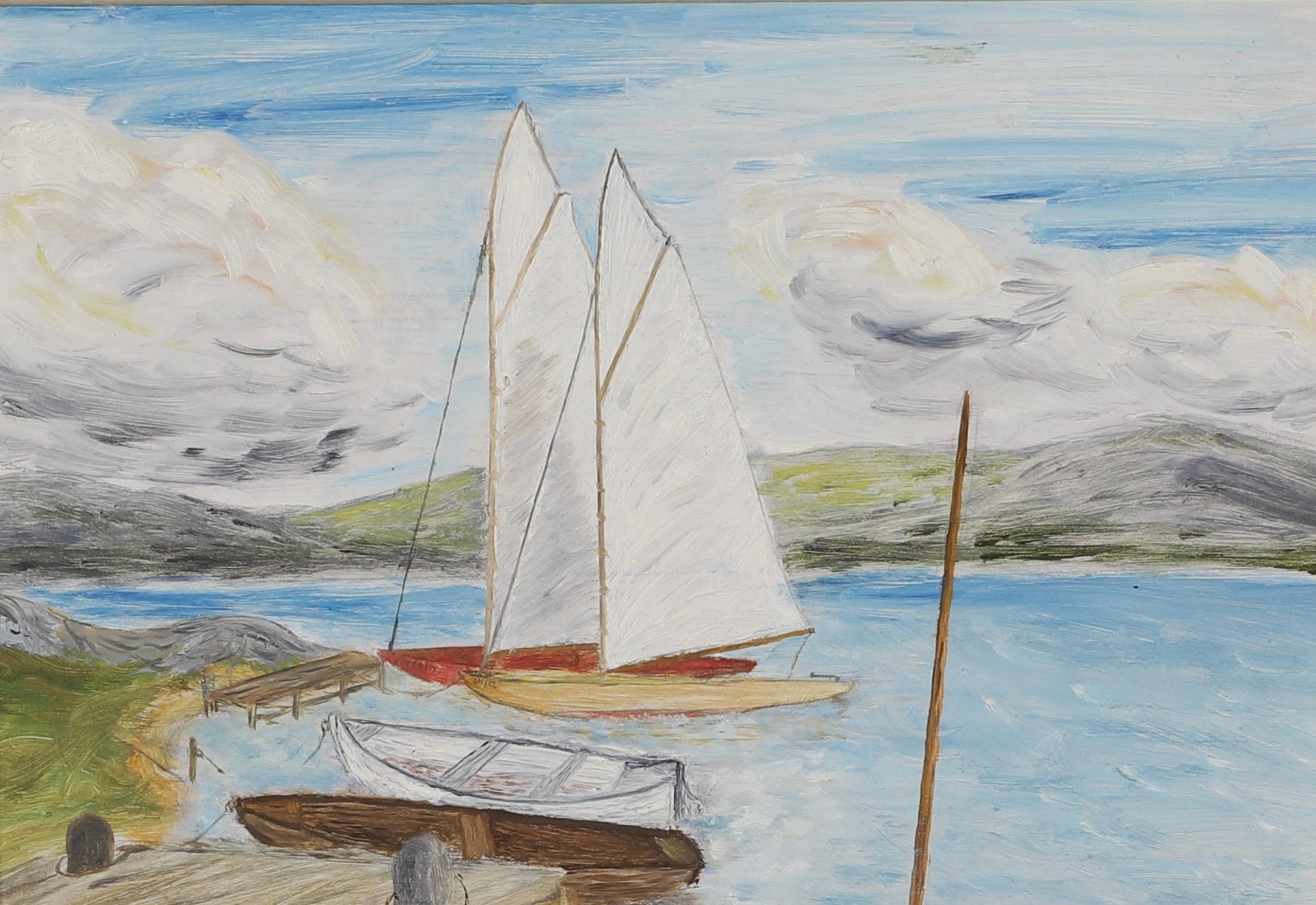 Mid Century Seascape Oil Painting From Sweden 1948