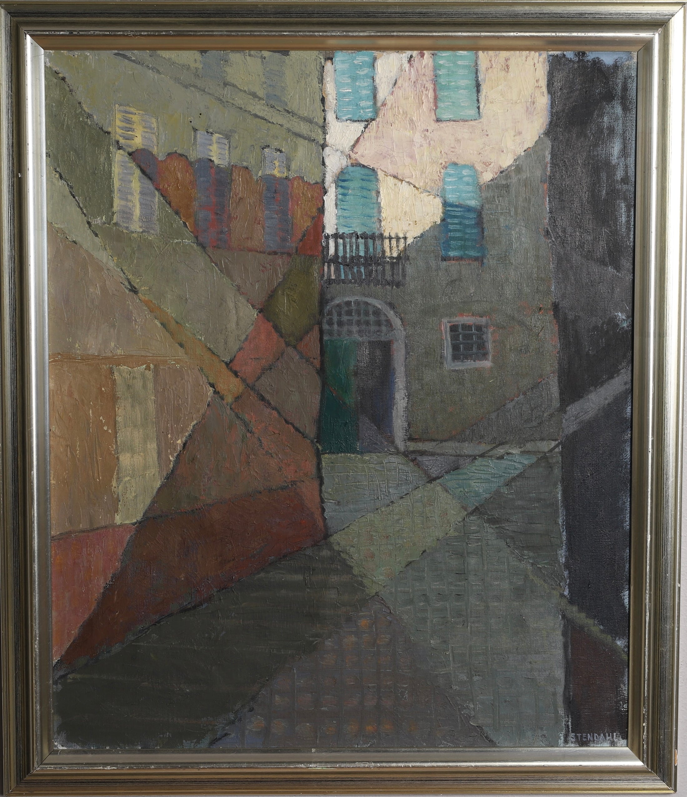 Mid Century Original Cityscape Oil Painting From Sweden