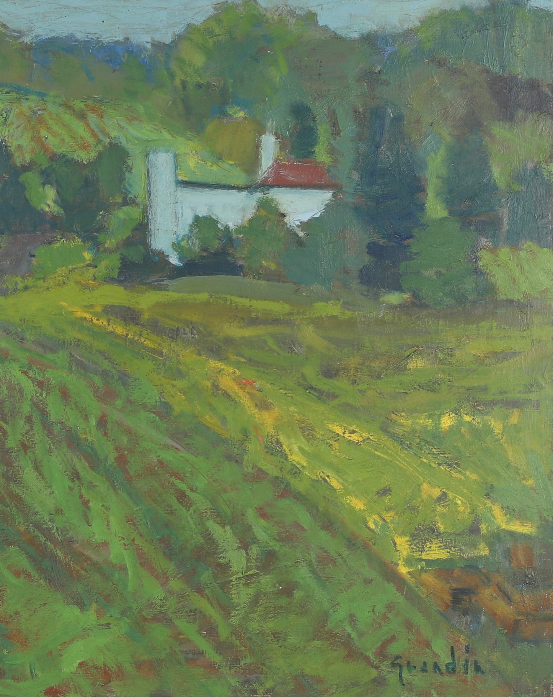 Vintage Mid Century Oil Painting By S Grandin Sweden