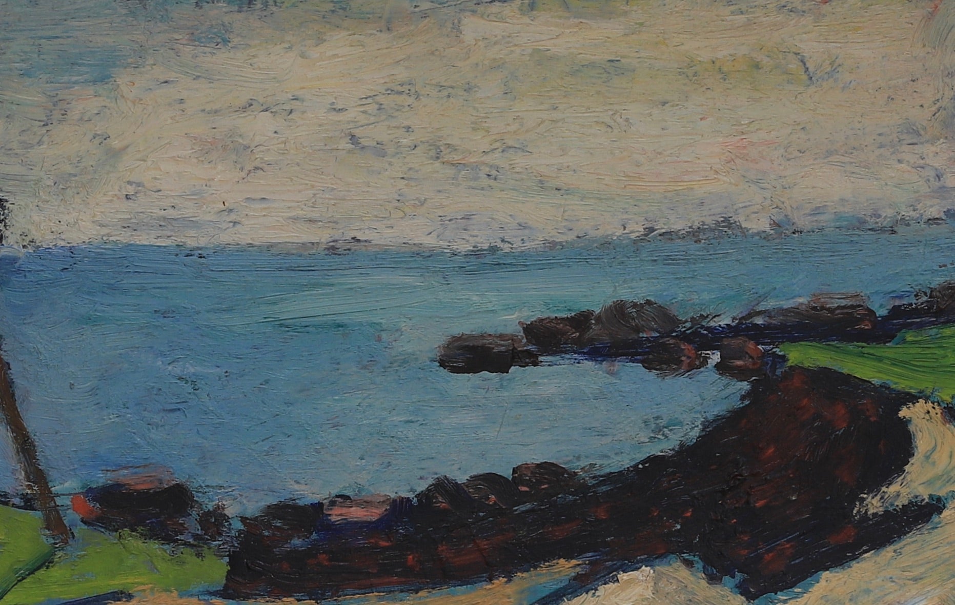 Vintage Mid Century Oil Painting From Sweden by Stig Kjellin