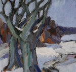 Mid Century Original Winterscape Oil Painting From Sweden