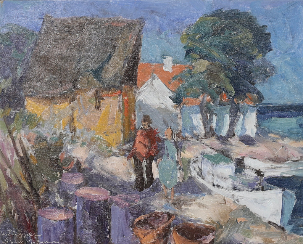 Vintage Coastal Painting from Sweden by S Nilsson