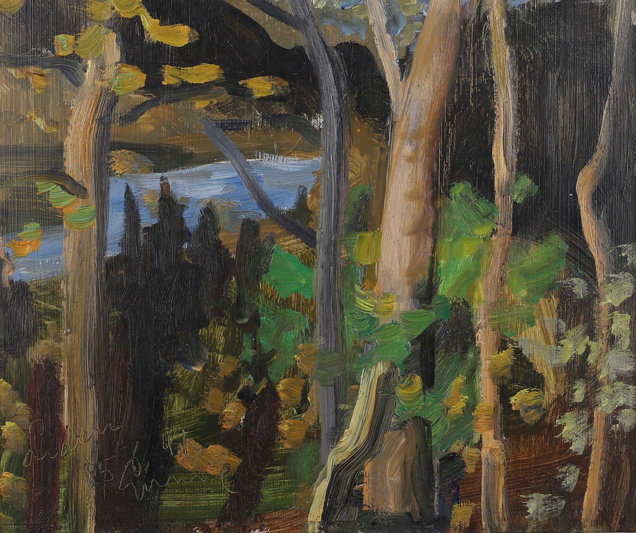 Mid Century Landscape Oil Painting By C Gunne Sweden 1941