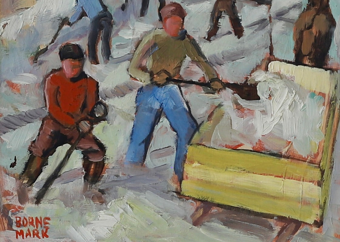 Mid Century Original Oil Painting From Sweden by Bornemark