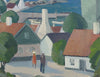 Vintage Mid Century Harbor Oil Painting from Sweden