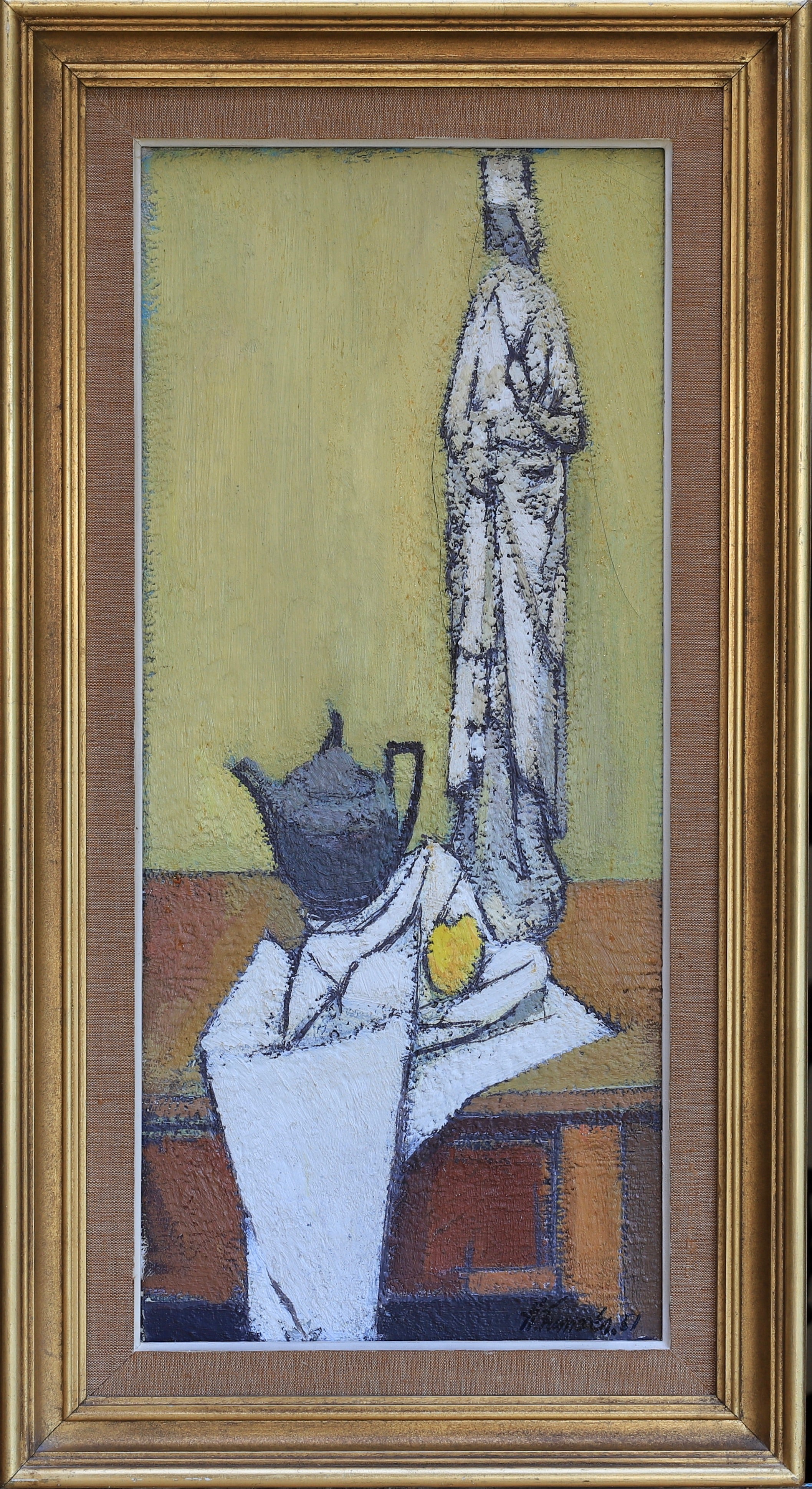 Mid Century Vintage Still Life  Oil Painting by Helge Franzèn 1951 Vintage Art Room