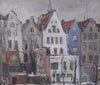 Mid Century Original Cityscape Oil Painting From Sweden