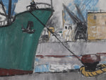 Original Vintage Oil Painting Of Harbor By T Koos Sweden