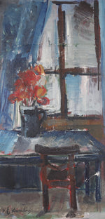 Mid Century Interior Oil Painting From Sweden