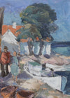 Vintage Coastal Painting from Sweden by S Nilsson