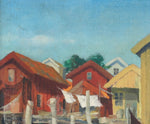Mid Century Original Vintage Coastal Oil Painting From Sweden