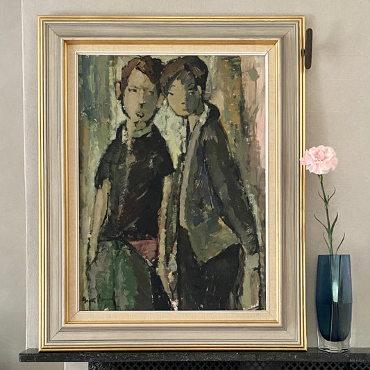 Vintage Oil Painting Titled Friends From Sweden By Erik Brandt