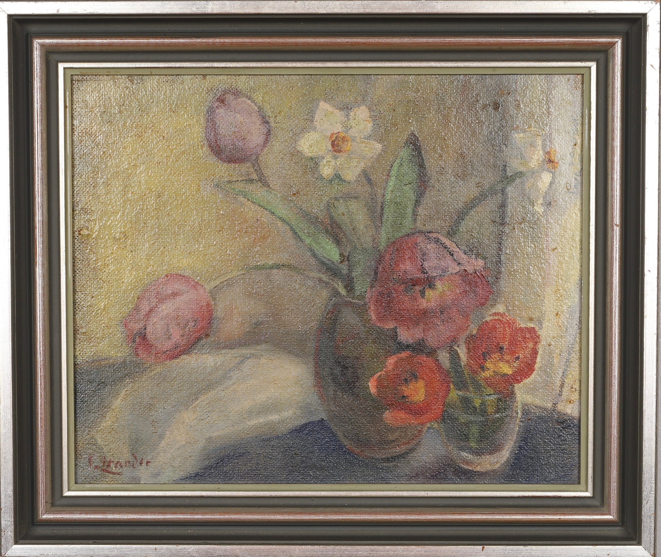 Vintage Art Original Still Life Oil Painting From Sweden