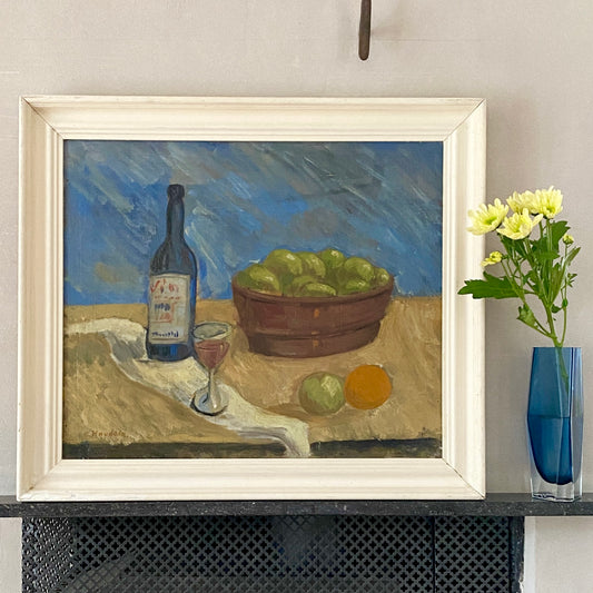 Vintage Mid Century Oil Painting By B Knudson from Sweden