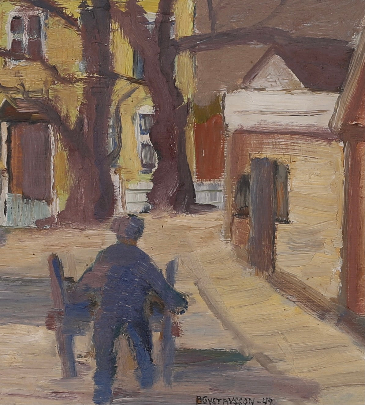 Mid Century Original Cityscape Oil Painting From Sweden