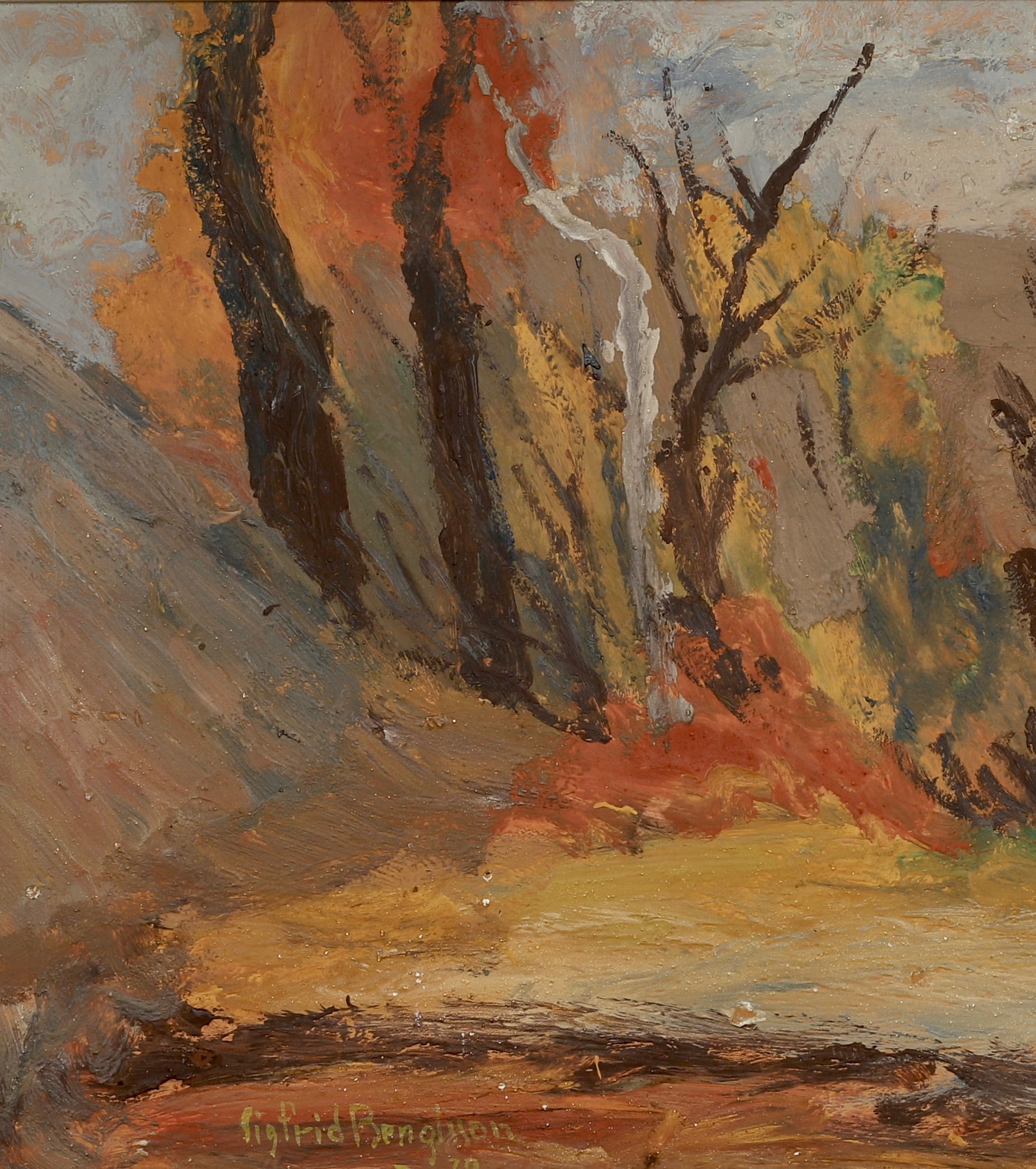 Vintage Art Room Mid Century Oil Painting From Sweden