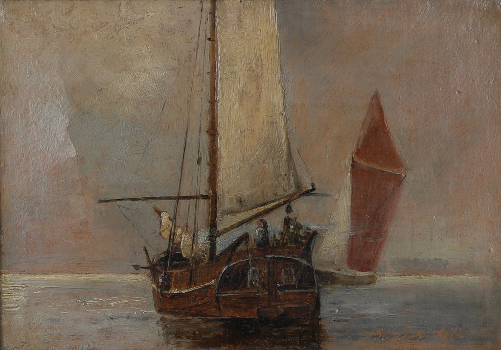 Antique Original Marine Oil Painting From Denmark