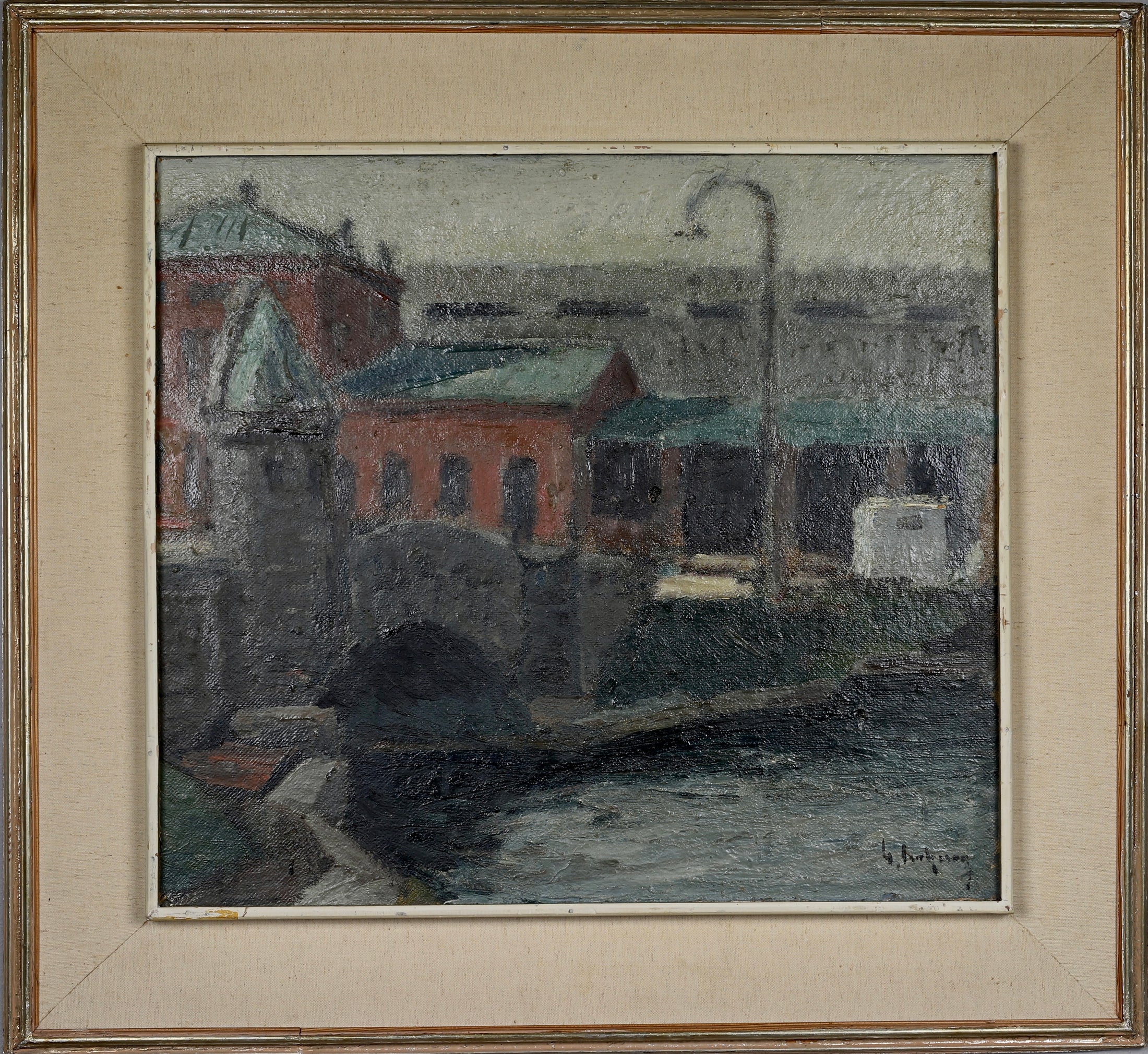 Vintage Mid Century Oil Painting From Sweden by G Isaksson